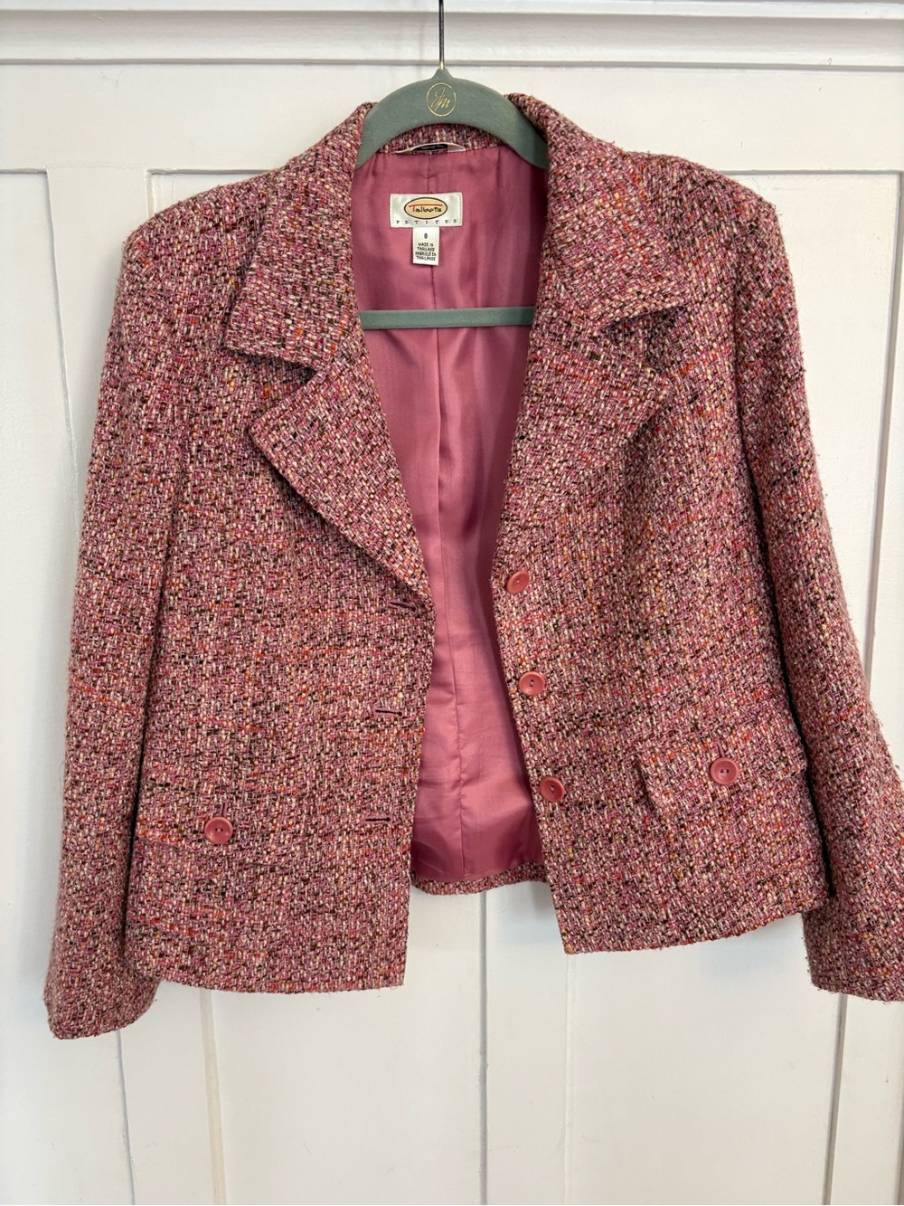 Talbots Rose Pink Tweed Blazer Jacket